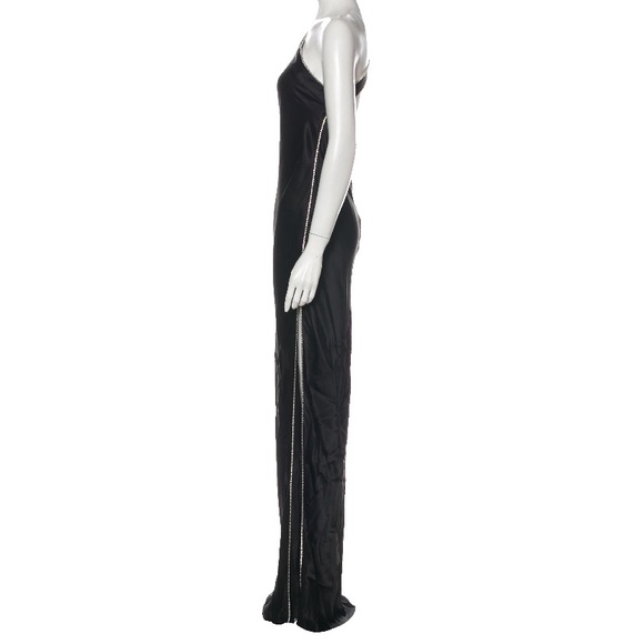 Michelle Mason One Shoulder Crystal Satin Gown - Picture 6 of 7